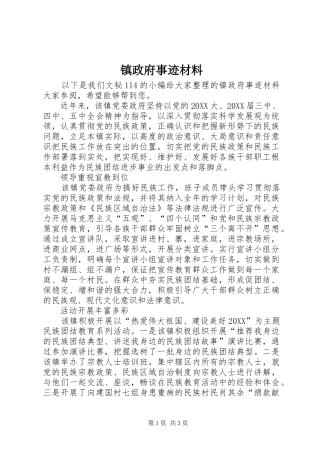 2024年镇政府事迹材料