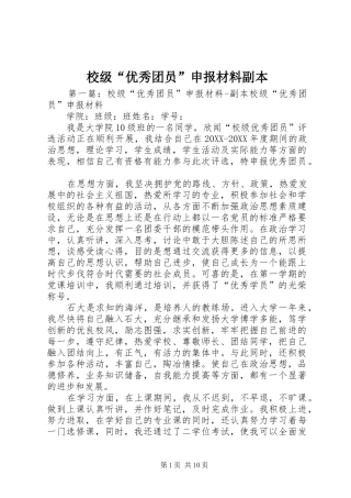 2024年校级优秀团员申报材料副本