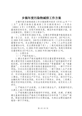 2024年乡镇年度污染物减排工作方案