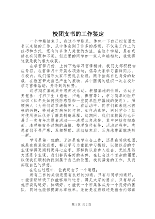 2024年校团支书的工作鉴定