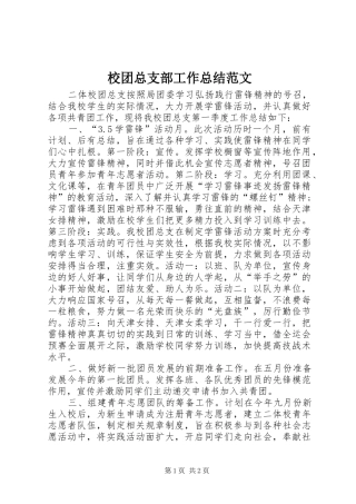 2024年校团总支部工作总结范文
