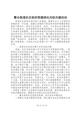 2024年整合街道社区组织资源深化共驻共建活动