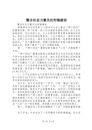 2024年整合社会力量关注村镇建设