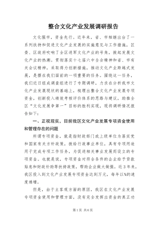 2024年整合文化产业发展调研报告