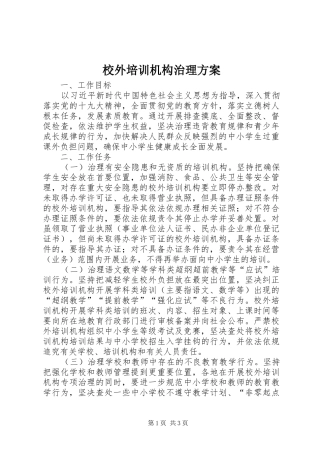 2024年校外培训机构治理方案