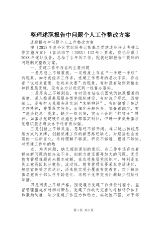 2024年整理述职报告中问题个人工作整改方案
