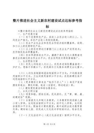 2024年整片推进社会主义新农村建设试点达标参考指标