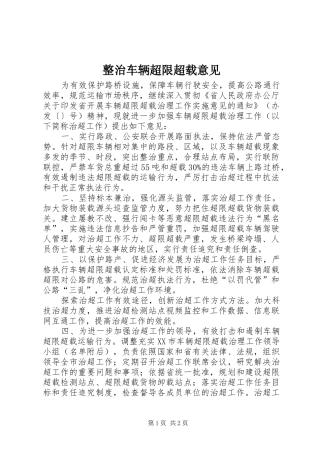 2024年整治车辆超限超载意见