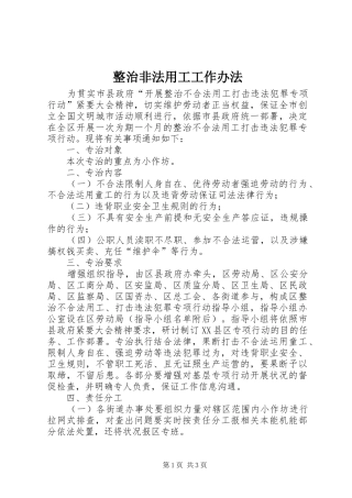 2024年整治非法用工工作办法