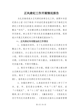 2024年正风肃纪工作开展情况报告