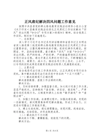 2024年正风肃纪解决四风问题工作意见