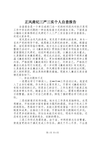 2024年正风肃纪三严三实个人自查报告