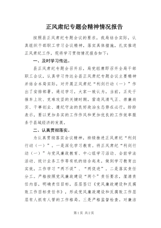 2024年正风肃纪专题会精神情况报告