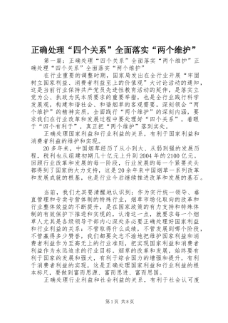 2024年正确处理四个关系全面落实两个维护