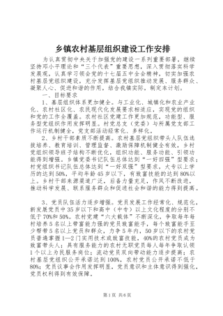 2024年乡镇农村基层组织建设工作安排