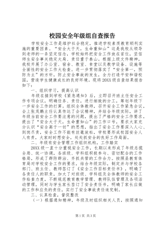 2024年校园安全年级组自查报告