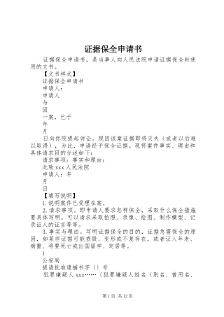2024年证据保全申请书