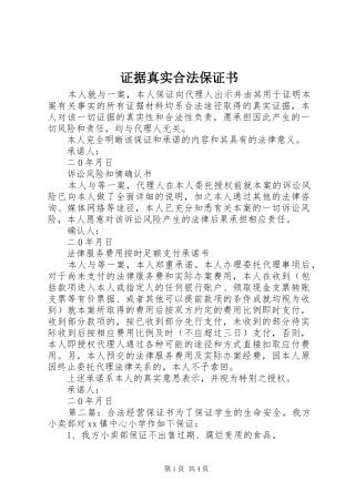 2024年证据真实合法保证书