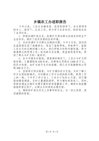 2024年乡镇农工办述职报告