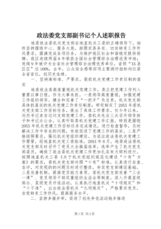 2024年政法委党支部副书记个人述职报告