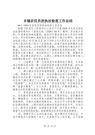 2024年乡镇农民负担执法检查工作总结