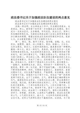 2024年政法委书记关于加强政法队伍建设的两点意见