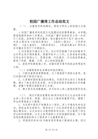 2024年校园广播周工作总结范文