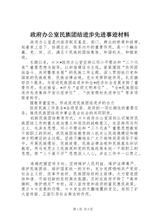 2024年政府办公室民族团结进步先进事迹材料