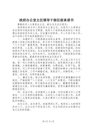 2024年政府办公室主任领导干部任前承诺书