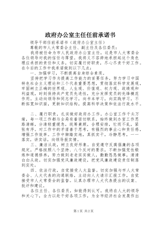 2024年政府办公室主任任前承诺书