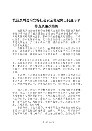 2024年校园及周边治安等社会安全稳定突出问题专项排查及整改措施