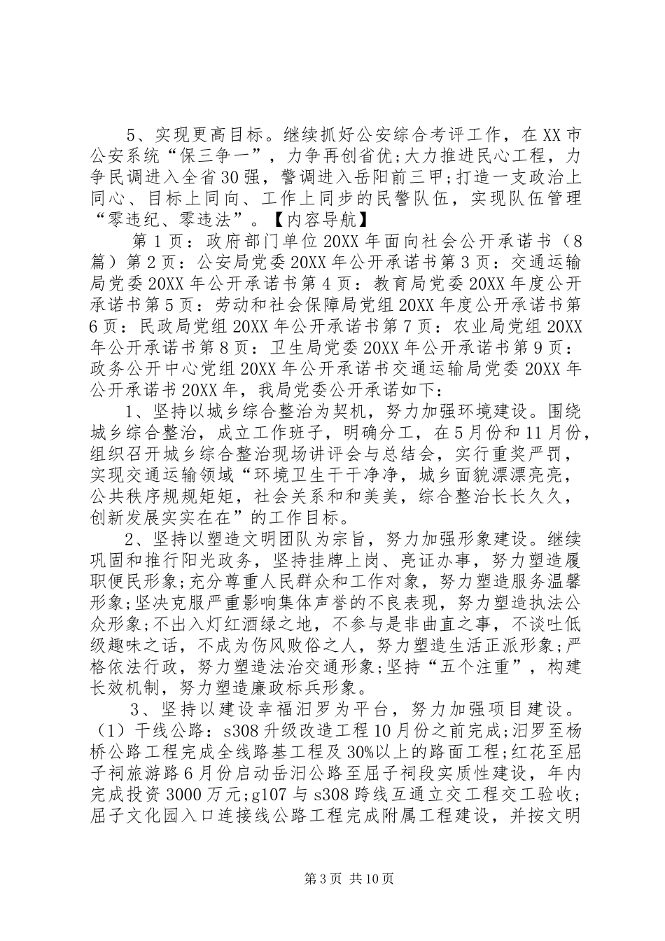 2024年政府部门单位面向社会公开承诺书_第3页