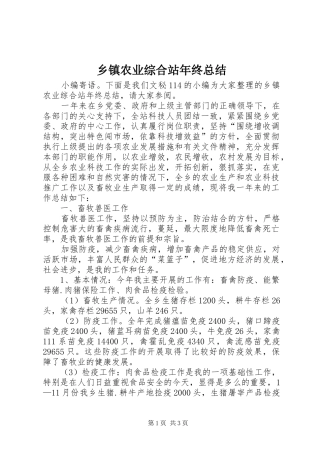 2024年乡镇农业综合站年终总结