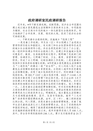 2024年政府调研室民政调研报告