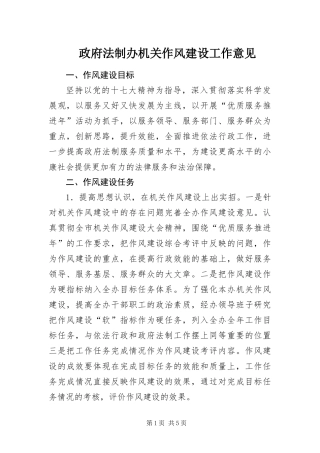 2024年政府法制办机关作风建设工作意见