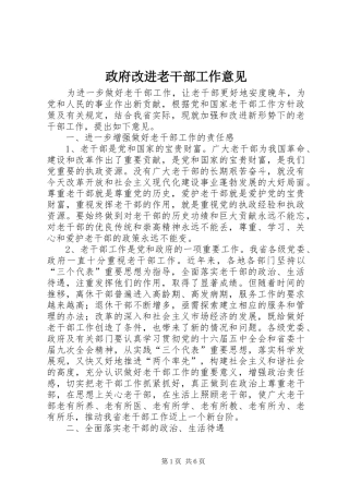 2024年政府改进老干部工作意见