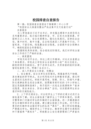 2024年校园排查自查报告