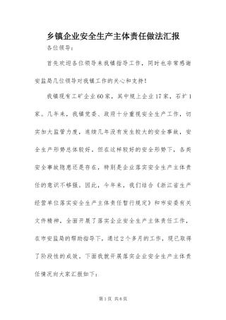 2024年乡镇企业安全生产主体责任做法汇报