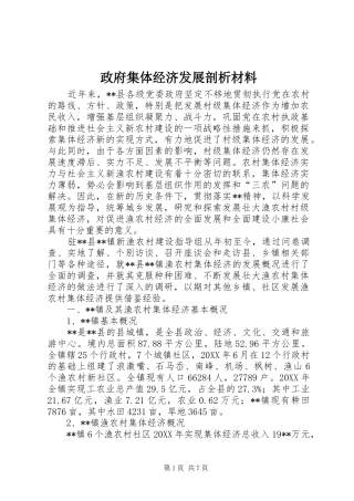 2024年政府集体经济发展剖析材料