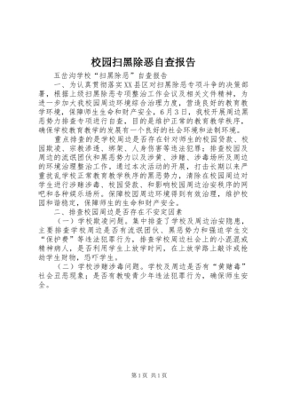 2024年校园扫黑除恶自查报告