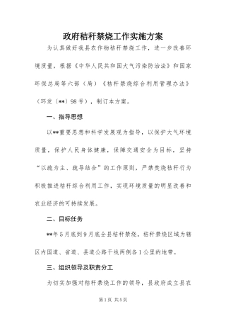 2024年政府秸秆禁烧工作实施方案