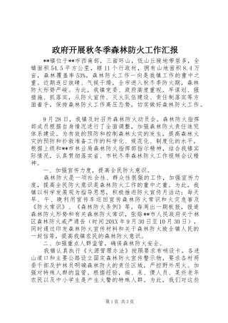 2024年政府开展秋冬季森林防火工作汇报