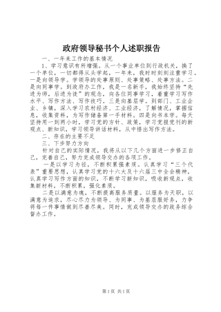 2024年政府领导秘书个人述职报告