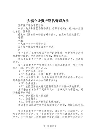 2024年乡镇企业资产评估管理办法