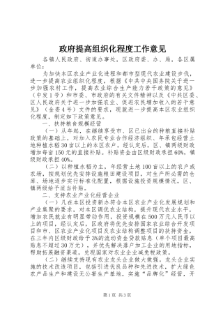 2024年政府提高组织化程度工作意见