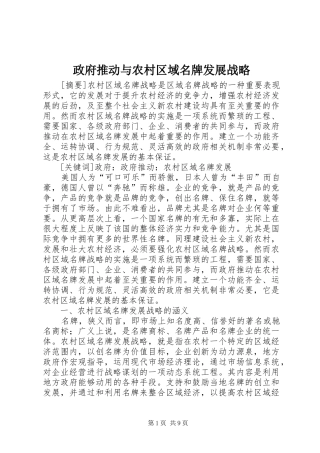 2024年政府推动与农村区域名牌发展战略