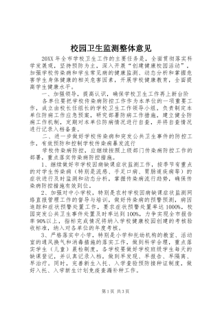 2024年校园卫生监测整体意见