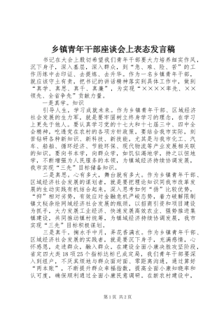 2024年乡镇青年干部座谈会上表态讲话稿