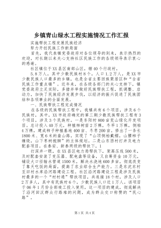 2024年乡镇青山绿水工程实施情况工作汇报