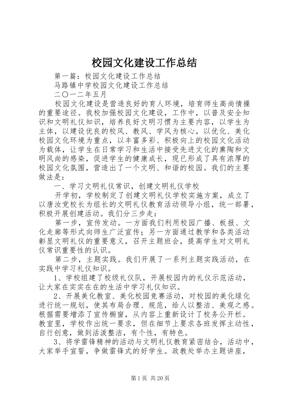 2024年校园文化建设工作总结_第1页